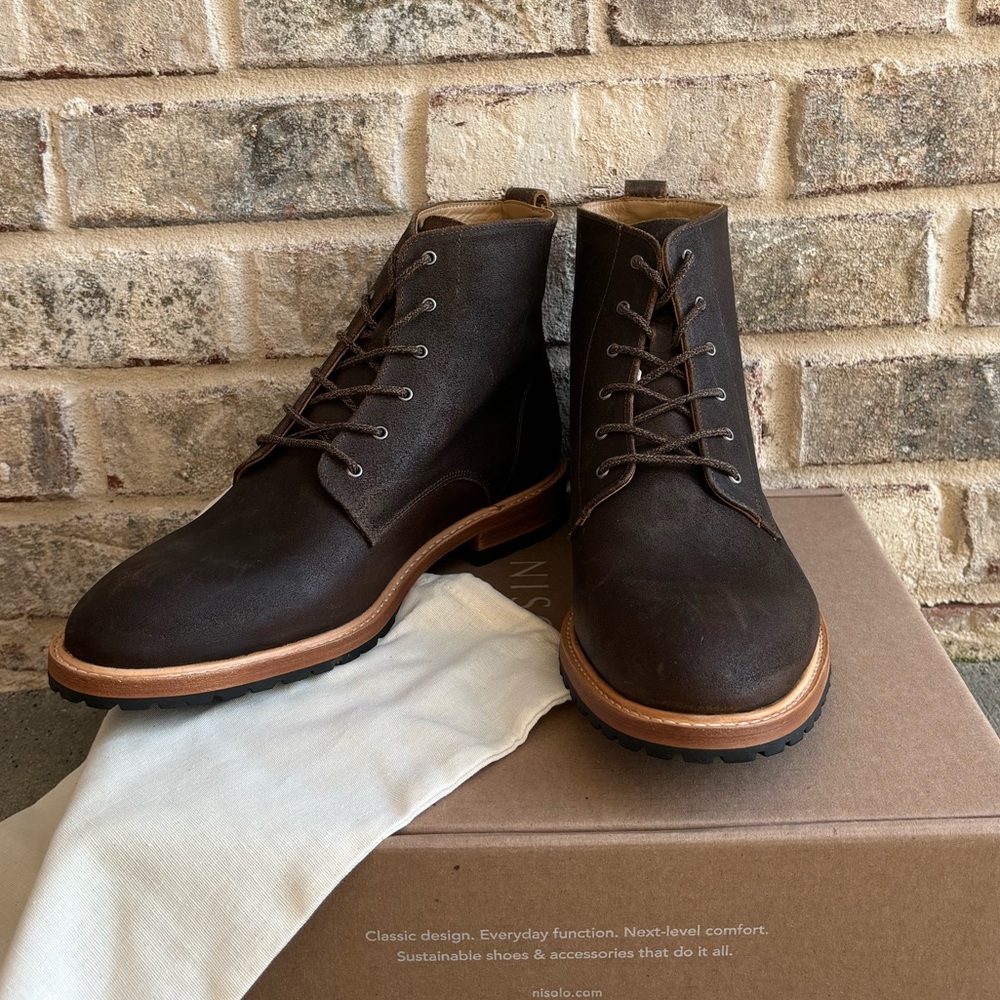 NWT Nisolo Men’s Martin All Weather Boots Waxed Brown 10.5
